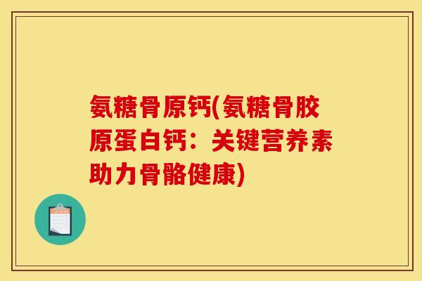 氨糖骨原钙(氨糖骨胶原蛋白钙：关键营养素助力骨骼健康)