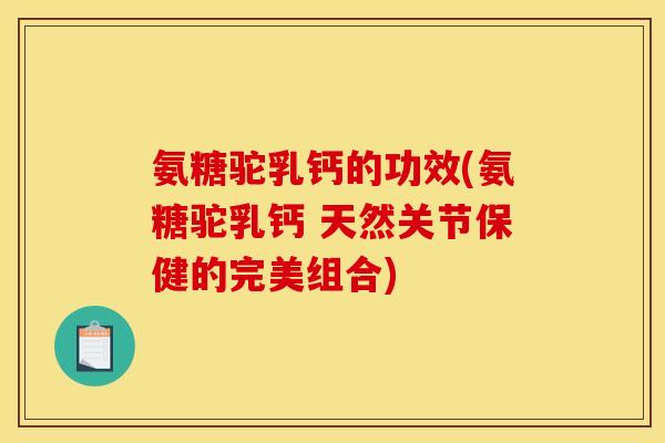 氨糖驼乳钙的功效(氨糖驼乳钙 天然关节保健的完美组合)