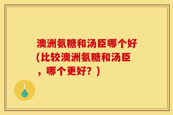 澳洲氨糖和汤臣哪个好(比较澳洲氨糖和汤臣，哪个更好？)