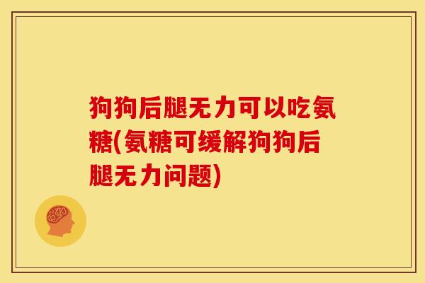 狗狗后腿无力可以吃氨糖(氨糖可缓解狗狗后腿无力问题)