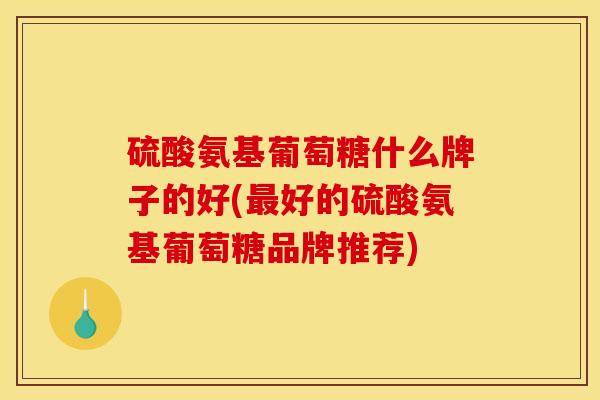 硫酸氨基葡萄糖什么牌子的好(最好的硫酸氨基葡萄糖品牌推荐)