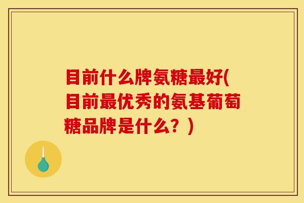 目前什么牌氨糖最好(目前最优秀的氨基葡萄糖品牌是什么？)