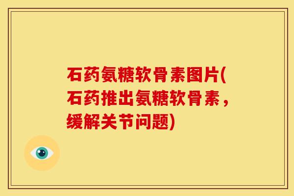 石药氨糖软骨素图片(石药推出氨糖软骨素，缓解关节问题)