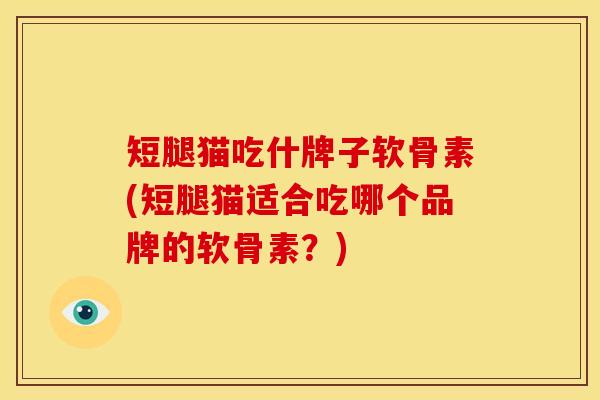 短腿猫吃什牌子软骨素(短腿猫适合吃哪个品牌的软骨素？)