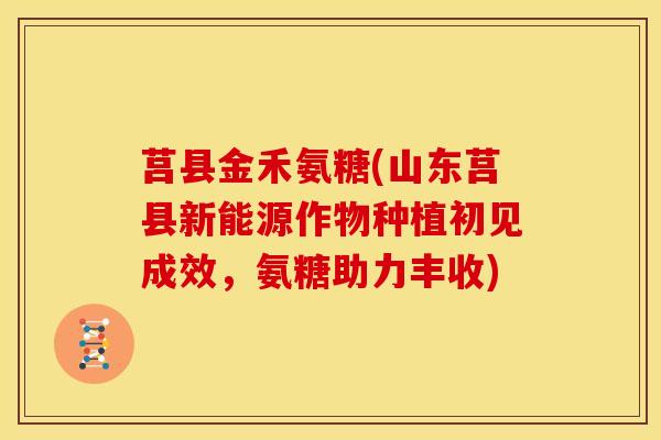 莒县金禾氨糖(山东莒县新能源作物种植初见成效，氨糖助力丰收)