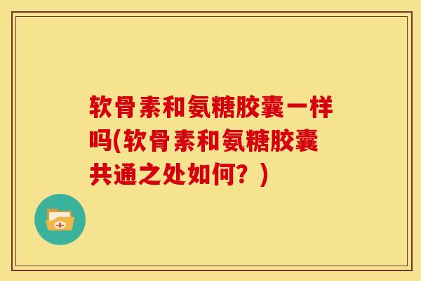 软骨素和氨糖胶囊一样吗(软骨素和氨糖胶囊共通之处如何？)