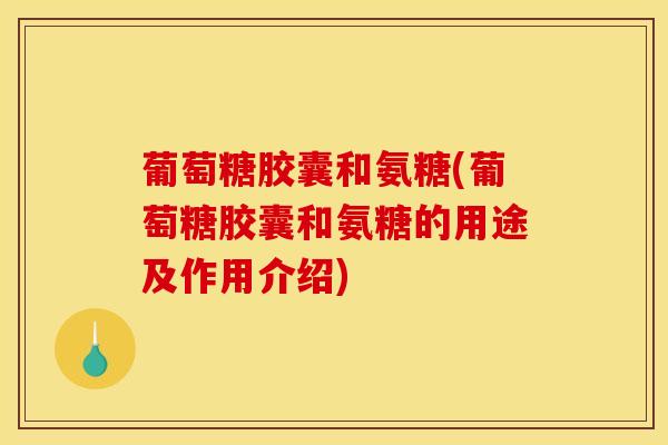 葡萄糖胶囊和氨糖(葡萄糖胶囊和氨糖的用途及作用介绍)