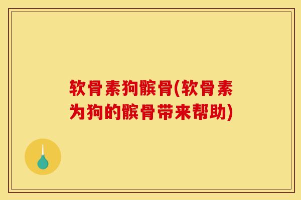 软骨素狗髌骨(软骨素为狗的髌骨带来帮助)