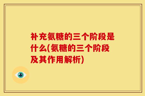 补充氨糖的三个阶段是什么(氨糖的三个阶段及其作用解析)