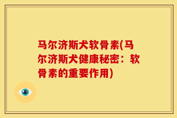 马尔济斯犬软骨素(马尔济斯犬健康秘密：软骨素的重要作用)