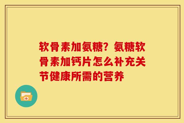 软骨素加氨糖？氨糖软骨素加钙片怎么补充关节健康所需的营养