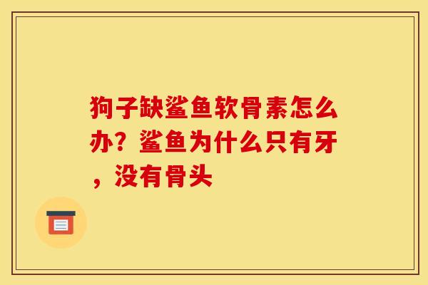 狗子缺鲨鱼软骨素怎么办？鲨鱼为什么只有牙，没有骨头