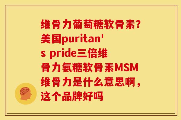 维骨力葡萄糖软骨素？美国puritan's pride三倍维骨力氨糖软骨素MSM维骨力是什么意思啊，这个品牌好吗