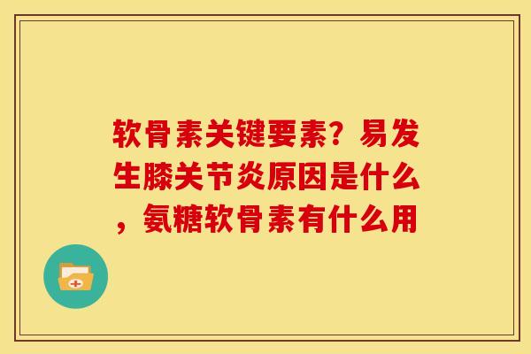软骨素关键要素？易发生膝关节炎原因是什么，氨糖软骨素有什么用