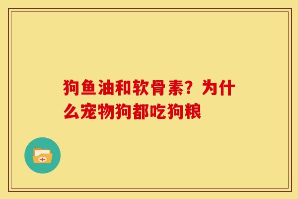 狗鱼油和软骨素？为什么宠物狗都吃狗粮