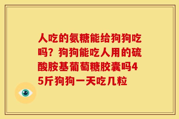 人吃的氨糖能给狗狗吃吗？狗狗能吃人用的硫酸胺基葡萄糖胶囊吗45斤狗狗一天吃几粒