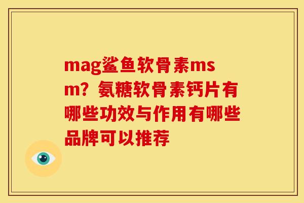 mag鲨鱼软骨素msm？氨糖软骨素钙片有哪些功效与作用有哪些品牌可以推荐