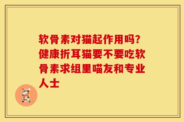 软骨素对猫起作用吗？健康折耳猫要不要吃软骨素求组里喵友和专业人士