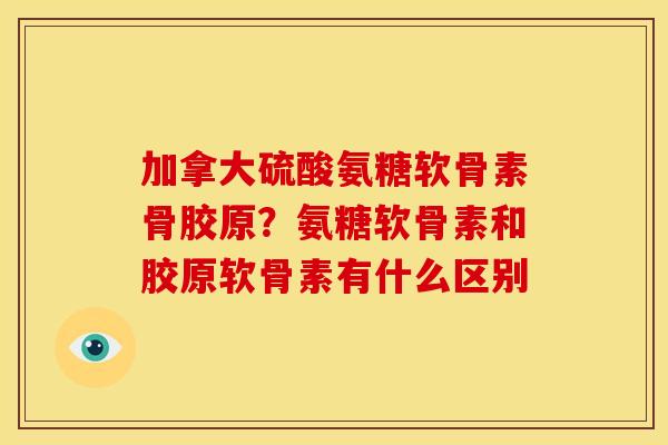 加拿大硫酸氨糖软骨素骨胶原？氨糖软骨素和胶原软骨素有什么区别