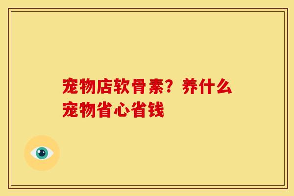 宠物店软骨素？养什么宠物省心省钱