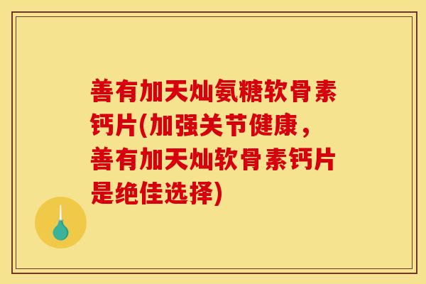 善有加天灿氨糖软骨素钙片(加强关节健康，善有加天灿软骨素钙片是绝佳选择)