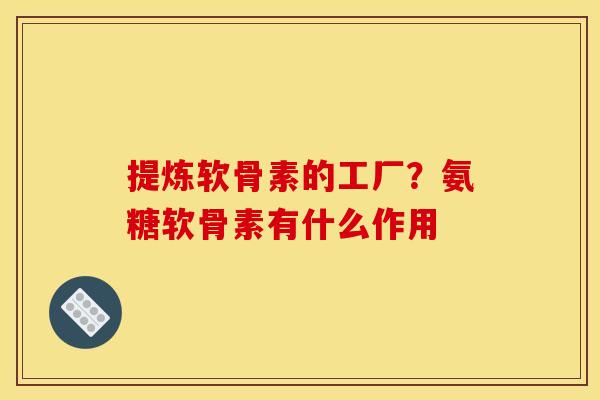 提炼软骨素的工厂？氨糖软骨素有什么作用