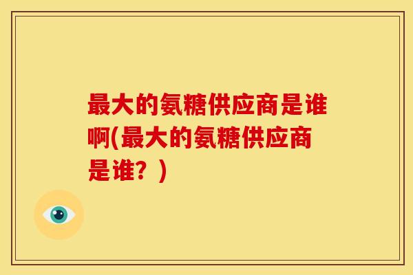 最大的氨糖供应商是谁啊(最大的氨糖供应商是谁？)