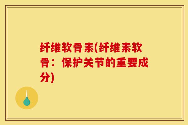 纤维软骨素(纤维素软骨：保护关节的重要成分)
