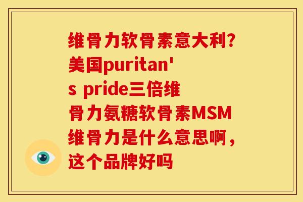 维骨力软骨素意大利？美国puritan's pride三倍维骨力氨糖软骨素MSM维骨力是什么意思啊，这个品牌好吗