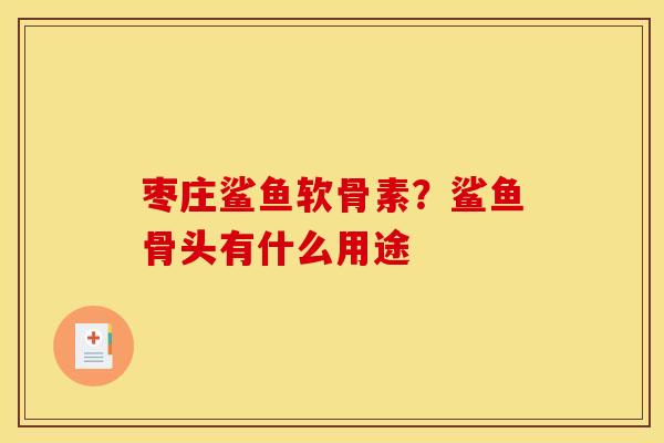 枣庄鲨鱼软骨素？鲨鱼骨头有什么用途