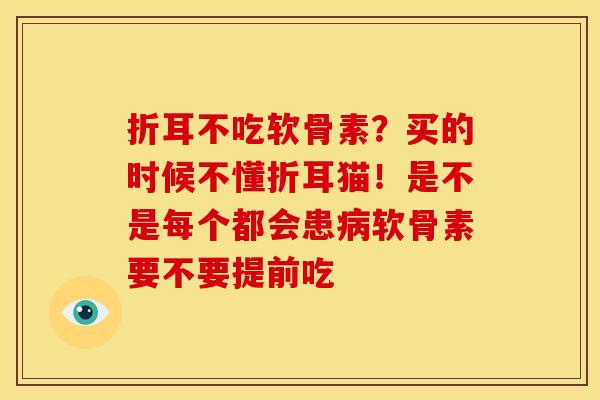 折耳不吃软骨素？买的时候不懂折耳猫！是不是每个都会患病软骨素要不要提前吃