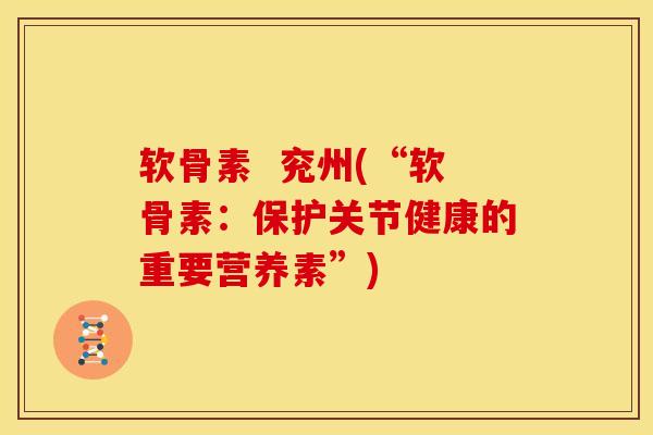软骨素  兖州(“软骨素：保护关节健康的重要营养素”)
