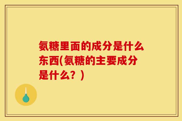 氨糖里面的成分是什么东西(氨糖的主要成分是什么？)