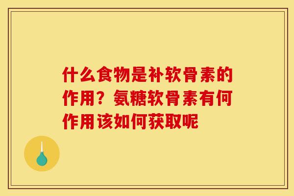 什么食物是补软骨素的作用？氨糖软骨素有何作用该如何获取呢