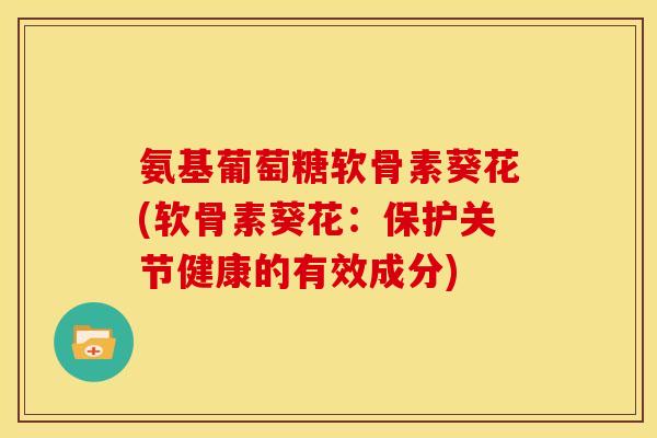 氨基葡萄糖软骨素葵花(软骨素葵花：保护关节健康的有效成分)