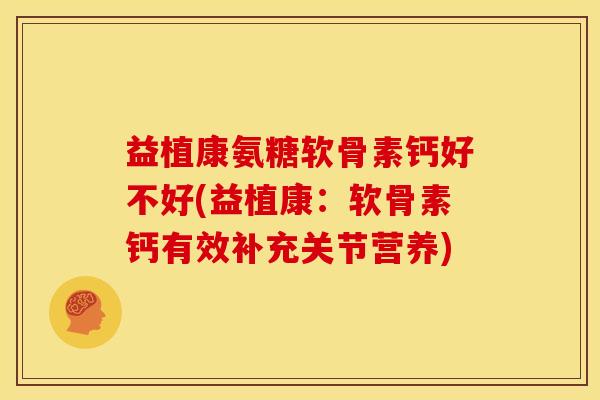 益植康氨糖软骨素钙好不好(益植康：软骨素钙有效补充关节营养)