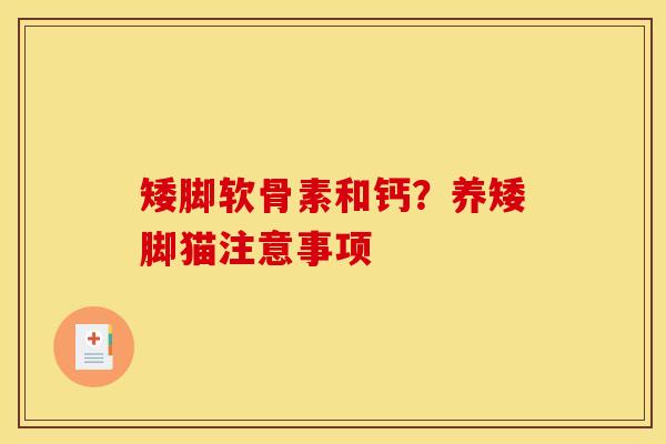 矮脚软骨素和钙？养矮脚猫注意事项