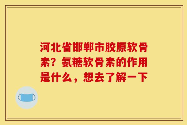 河北省邯郸市胶原软骨素？氨糖软骨素的作用是什么，想去了解一下