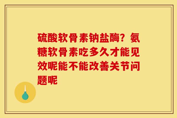 硫酸软骨素钠盐酶？氨糖软骨素吃多久才能见效呢能不能改善关节问题呢