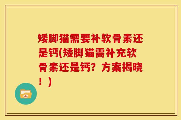 矮脚猫需要补软骨素还是钙(矮脚猫需补充软骨素还是钙？方案揭晓！)
