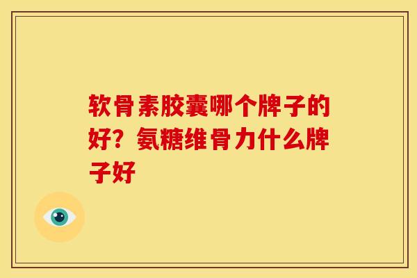 软骨素胶囊哪个牌子的好？氨糖维骨力什么牌子好