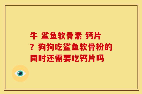 牛 鲨鱼软骨素 钙片？狗狗吃鲨鱼软骨粉的同时还需要吃钙片吗