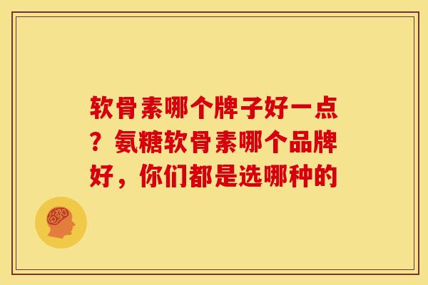 软骨素哪个牌子好一点？氨糖软骨素哪个品牌好，你们都是选哪种的
