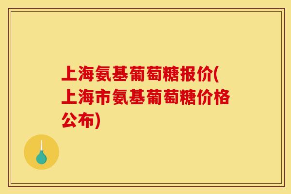 上海氨基葡萄糖报价(上海市氨基葡萄糖价格公布)