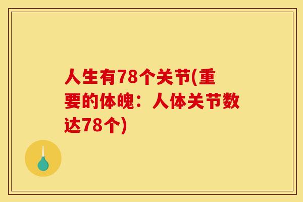 人生有78个关节(重要的体魄：人体关节数达78个)