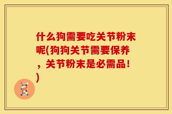 什么狗需要吃关节粉末呢(狗狗关节需要保养，关节粉末是必需品！)