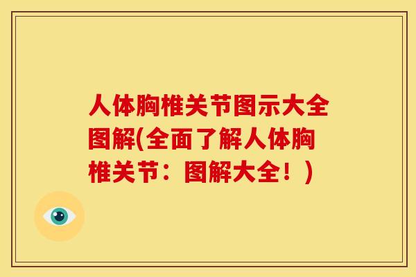 人体胸椎关节图示大全图解(全面了解人体胸椎关节：图解大全！)
