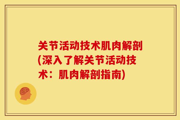 关节活动技术肌肉解剖(深入了解关节活动技术：肌肉解剖指南)