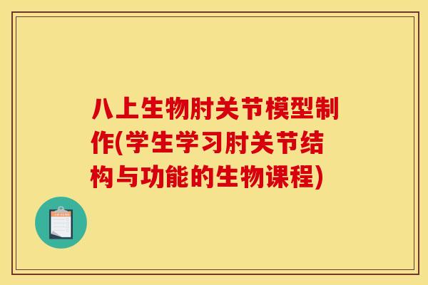 八上生物肘关节模型制作(学生学习肘关节结构与功能的生物课程)
