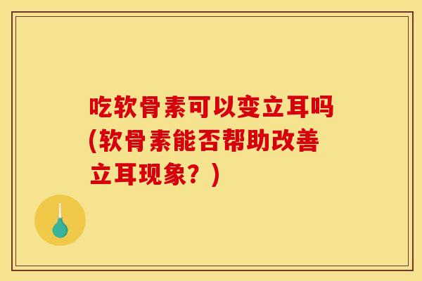 吃软骨素可以变立耳吗(软骨素能否帮助改善立耳现象？)